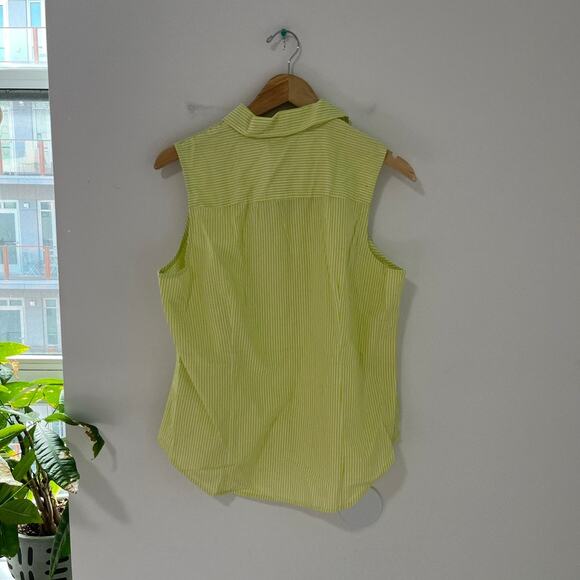 NEW J. Crew Green & White Stripe Button Up Tank Size Large - Picture 4 of 4